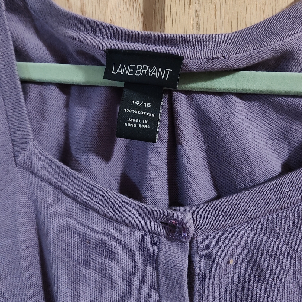 Lane Bryant Lavender Button-Up Cardigan - Picture 3 of 3
